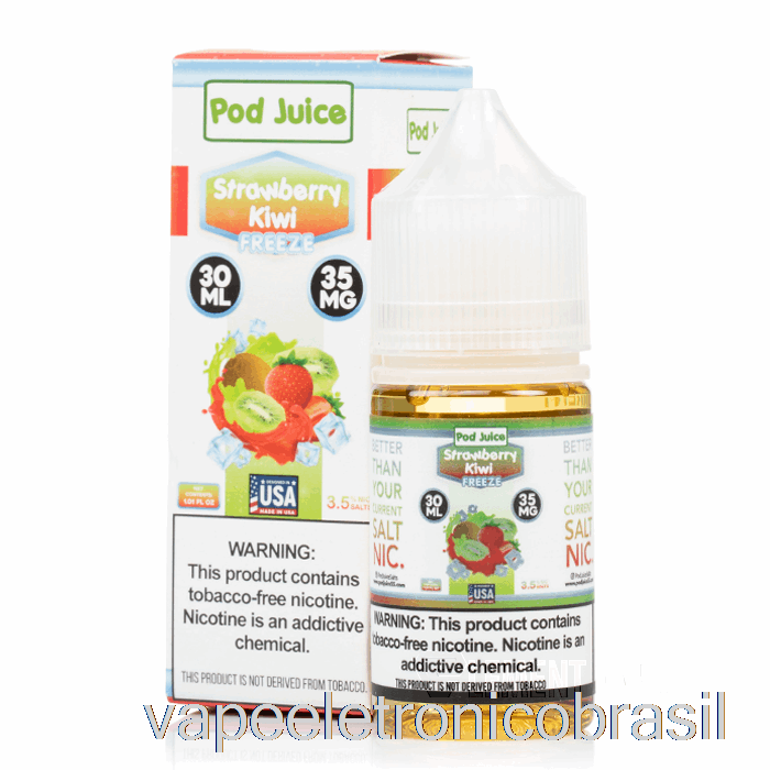 Vape Recarregável Congelar Kiwi Morango - Suco De Vagem - 30ml 55mg